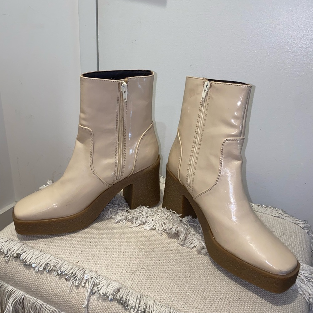 Urban Outfitters tan platform boots
